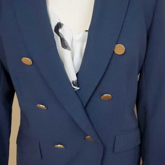 Tristan size 8 navy blue suit set blazer pencil skirt - Picture 2 of 6